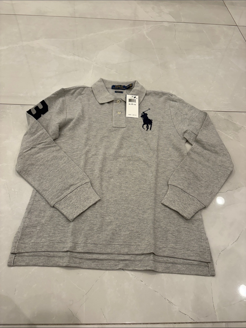 Polo by Ralph Lauren Light Gray Long Sleeve V-Neck Polo shirt